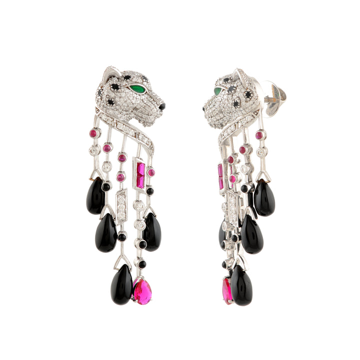 3D Leopard Face Dangling Earrings