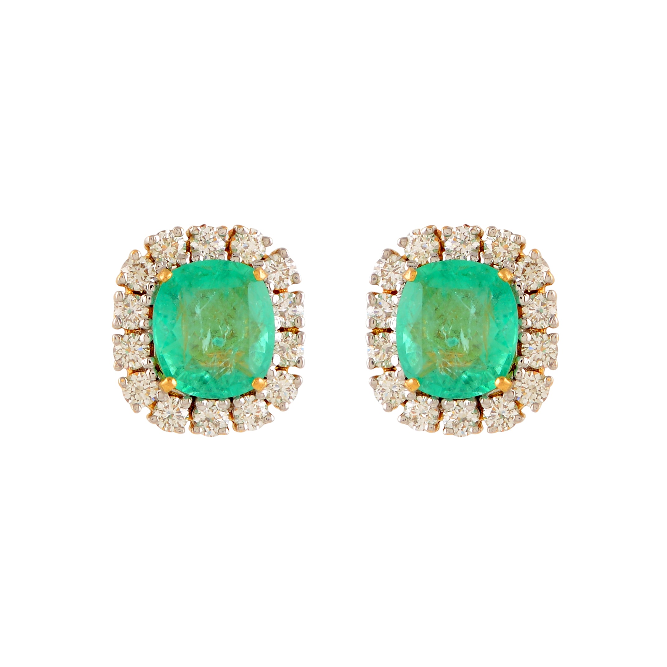 Unique Geometric Emerald Studs