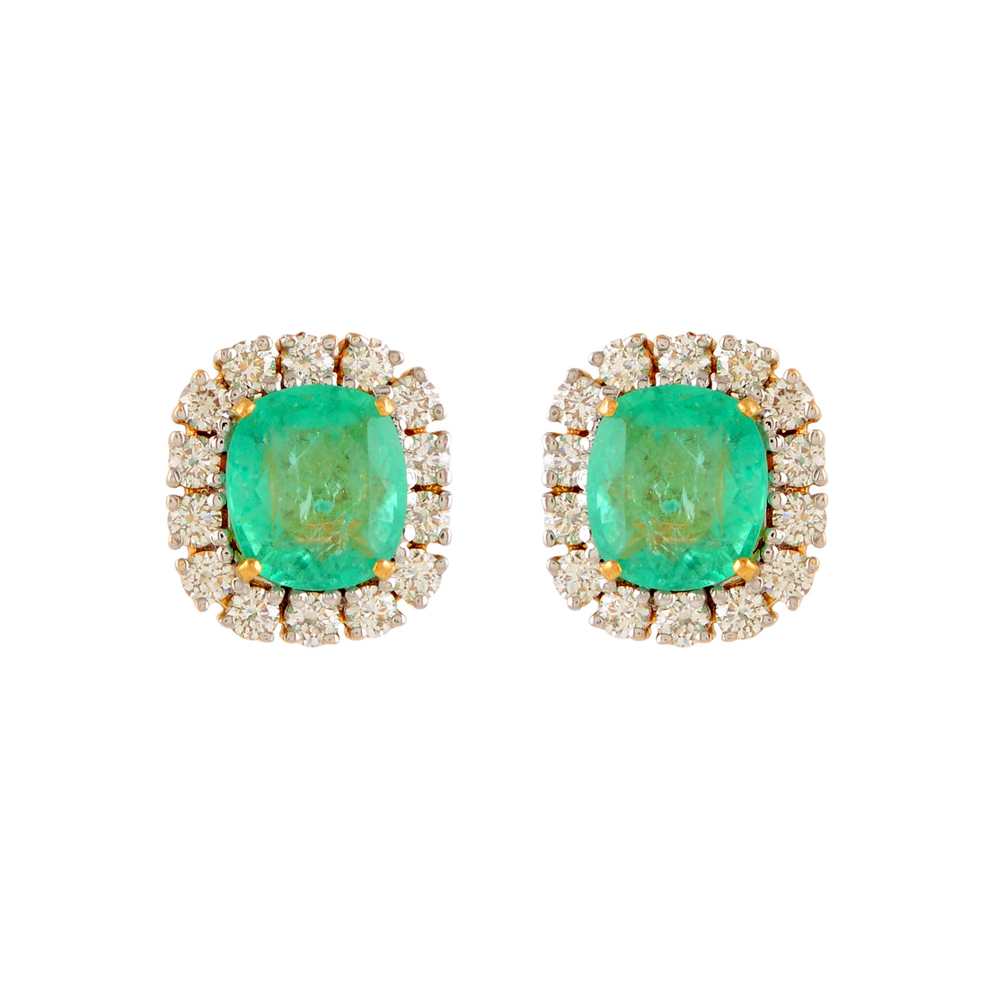 Unique Geometric Emerald Studs