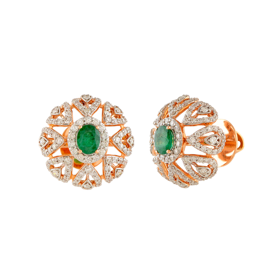 Beautiful Round Emerald Stud Earrings