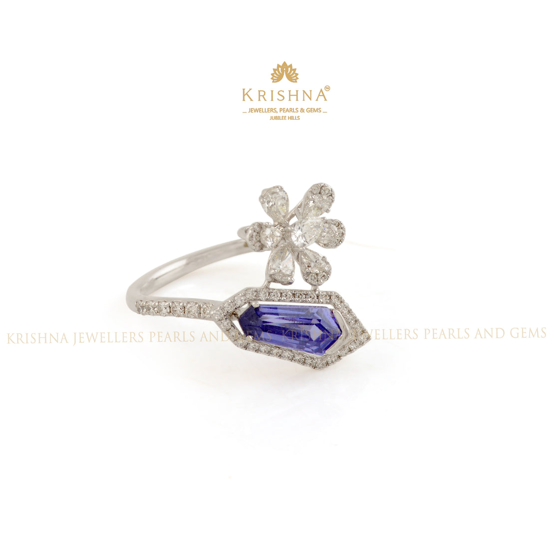 Unique Blue Stone Bypass Ring