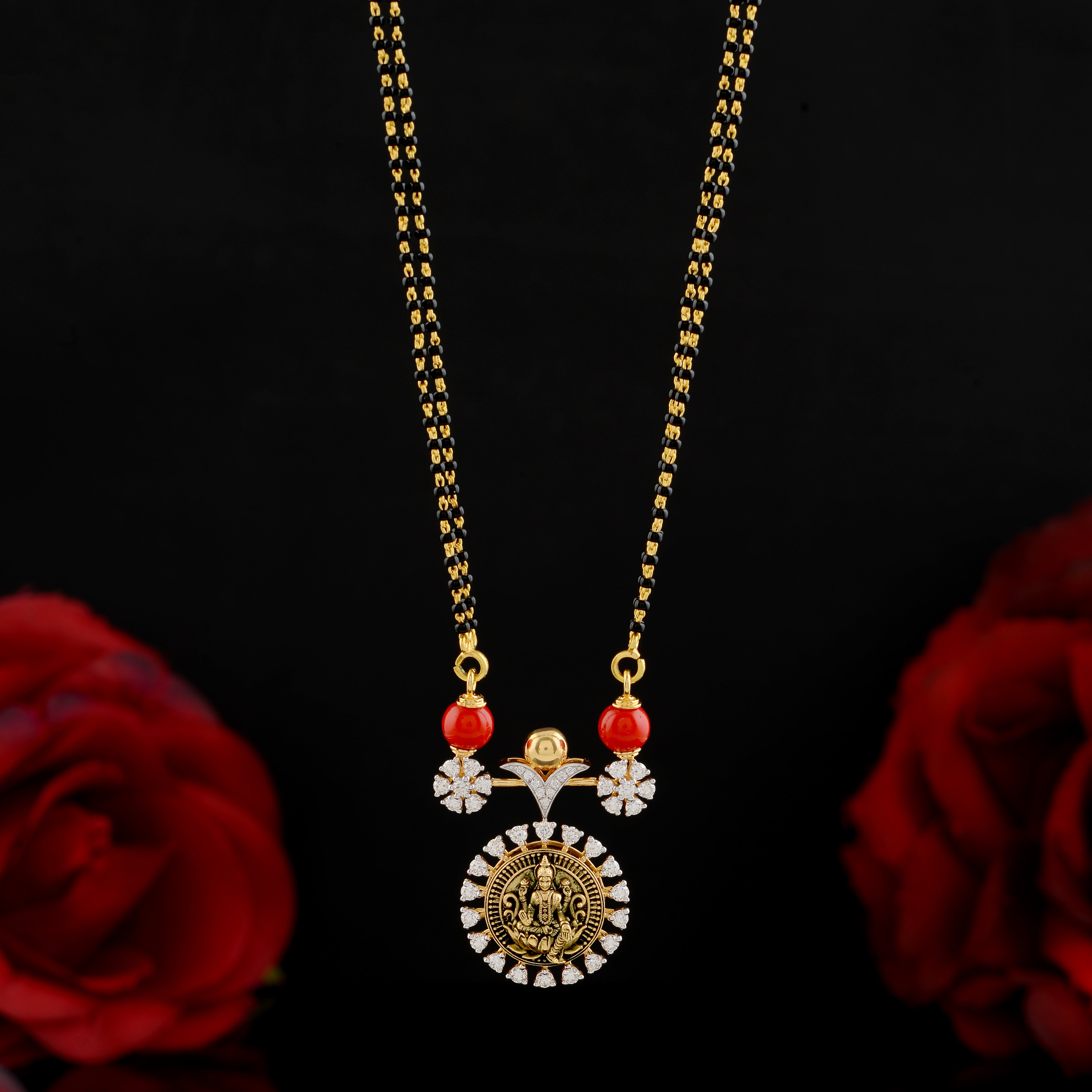 Double Hook Pendant with Black Beads Chain