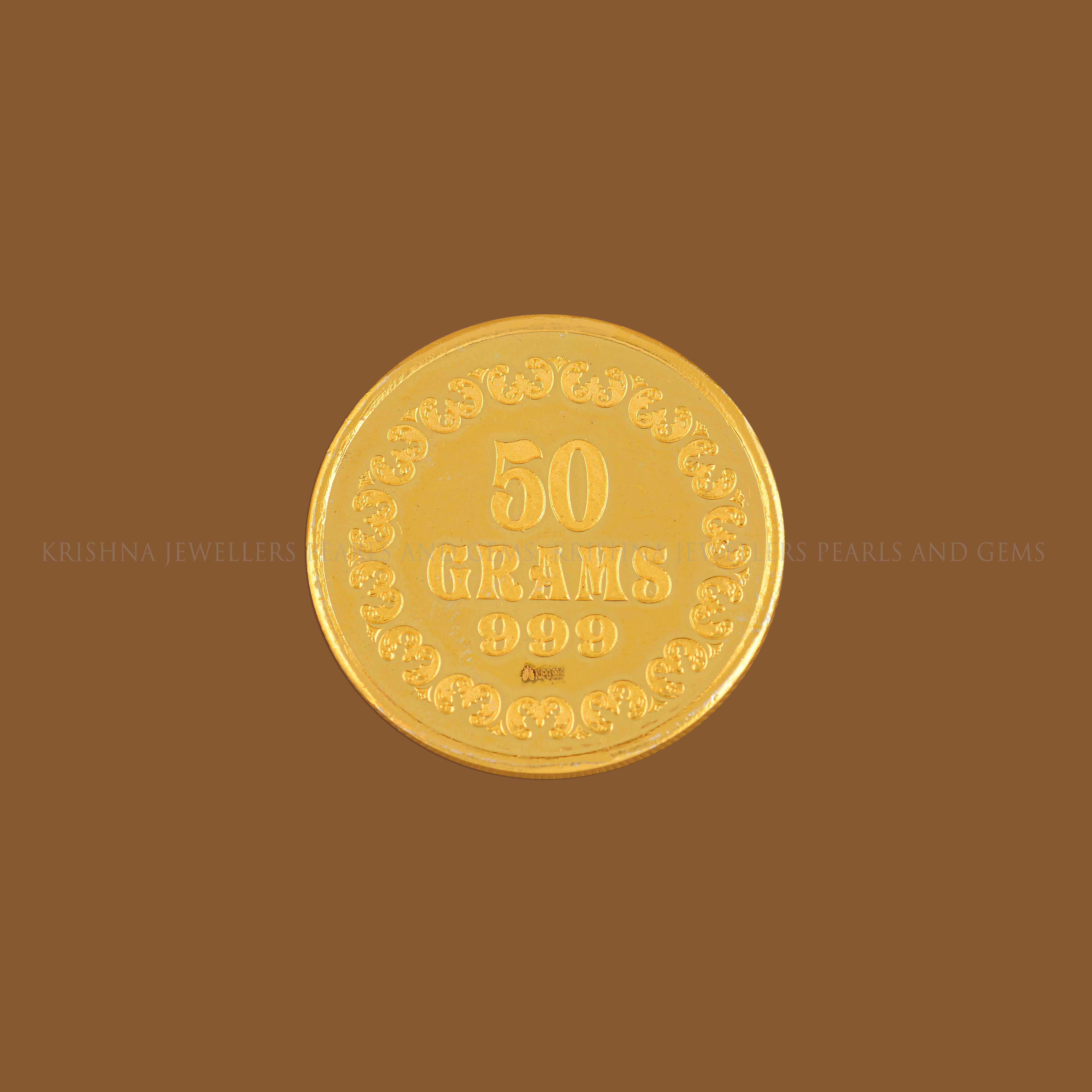 50 Gram Lotus Gold Coin 24k - Krishna Jewellers Pearls and Gems