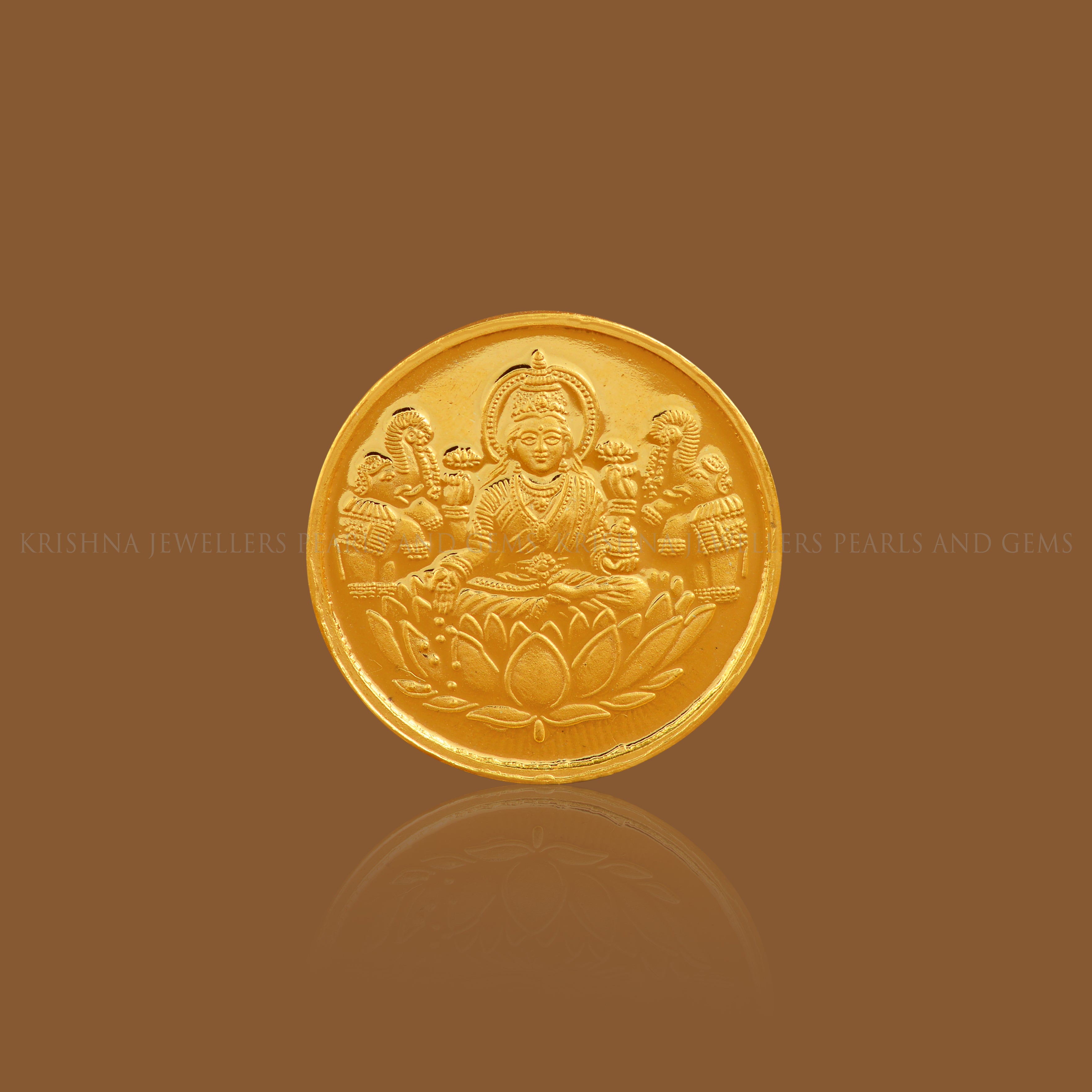20 Gram Gold Coin With Lakshmi Motif - Krishna Jewellers Pearls and Gems