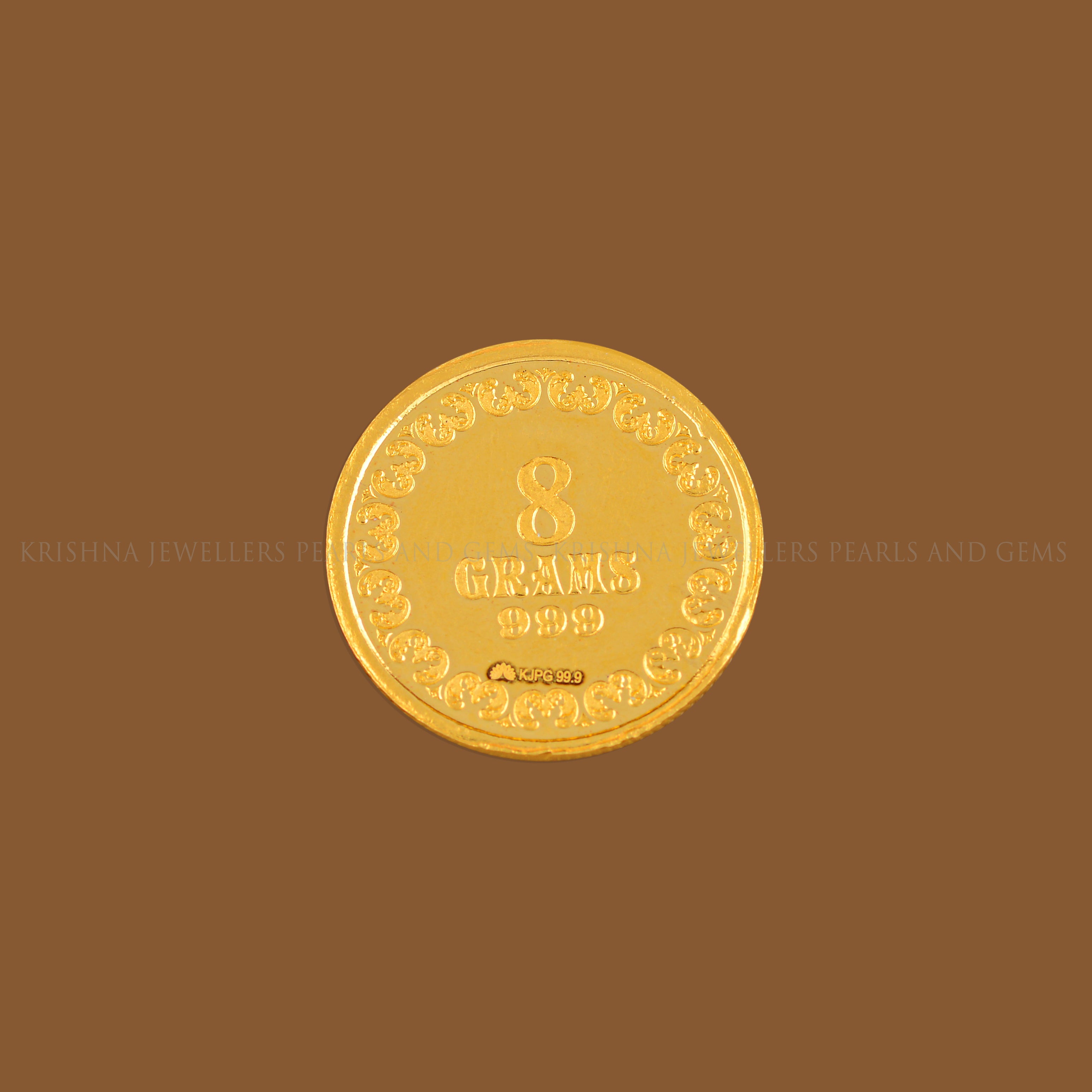 8 Gram Gold Coin 24k With Lakshmi Motif - Krishna Jewellers Pearls and Gems