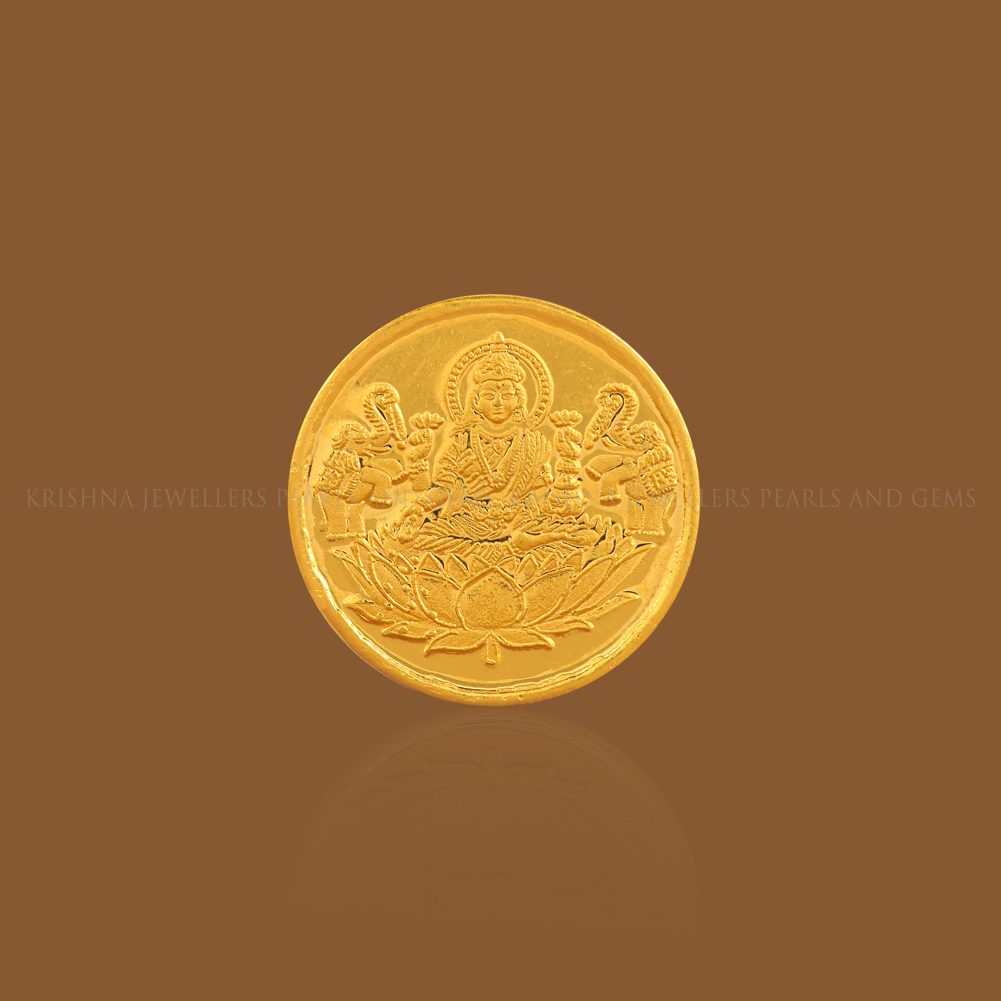 8 Gram Gold Coin 24k With Lakshmi Motif - Krishna Jewellers Pearls and Gems
