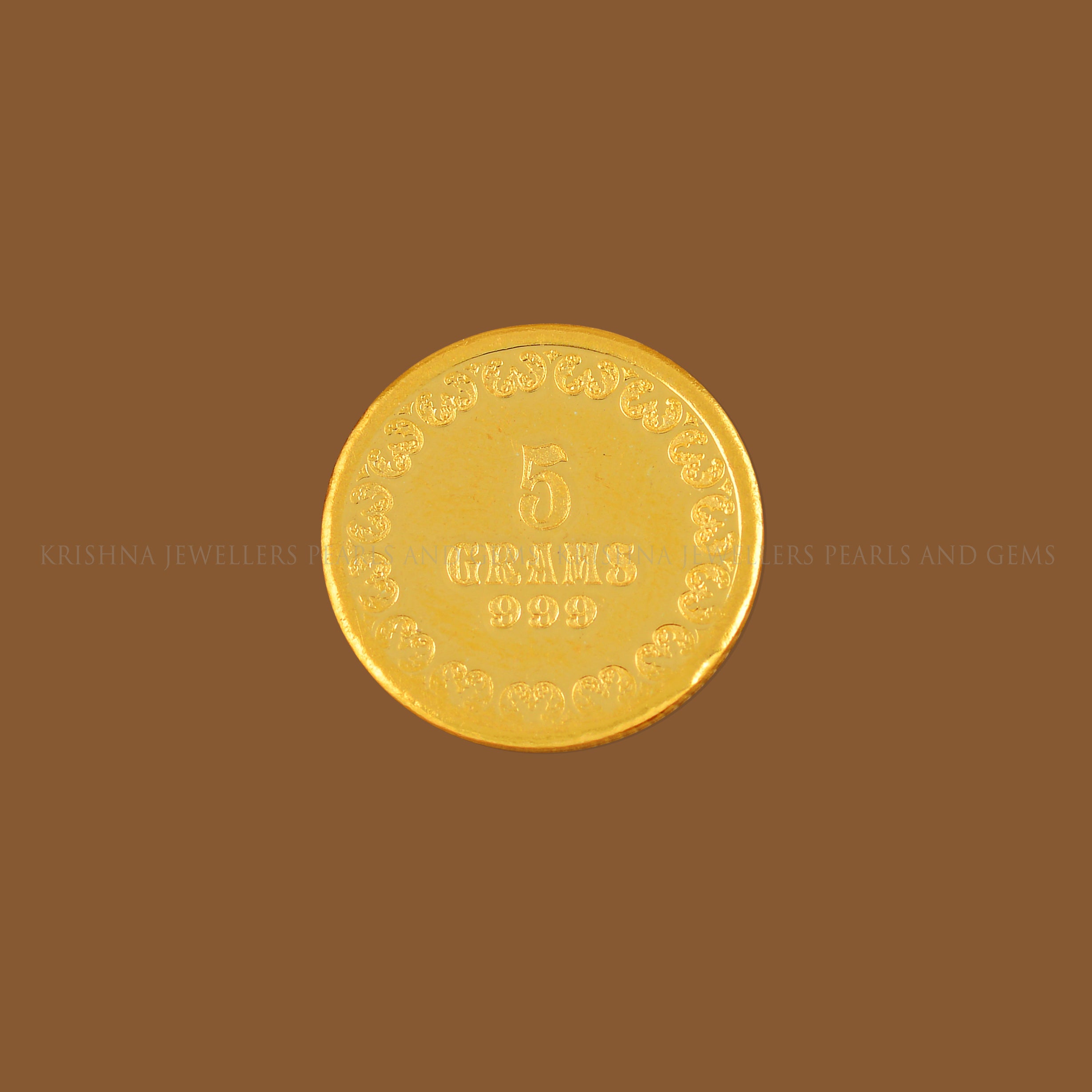 5 Gram Lotus Gold Coin 24k - Krishna Jewellers Pearls and Gems