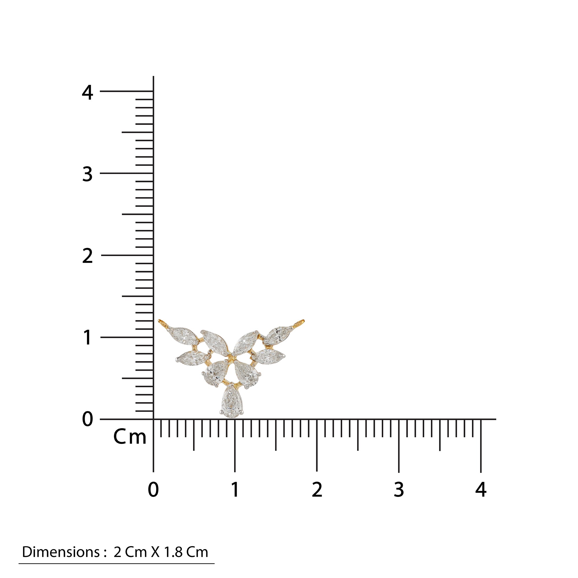 Gold Triple Chain Flower n Leaf Diamond Pendant - Krishna Jewellers Pearls and Gems