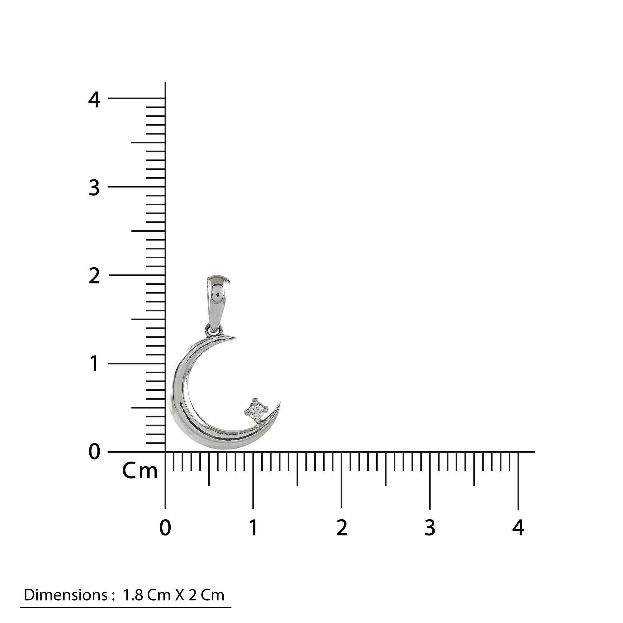 Gold Chain Small Creascent Moon Diamond Pendant - Krishna Jewellers Pearls and Gems