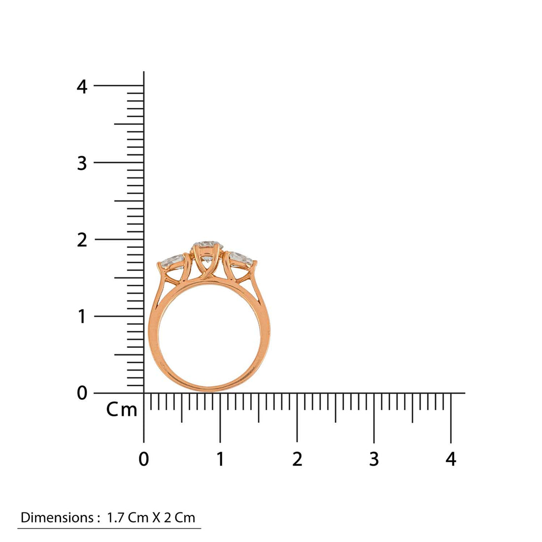 Three Diamonds Ring in Rose Gold - Krishna Jewellers Pearls and Gems