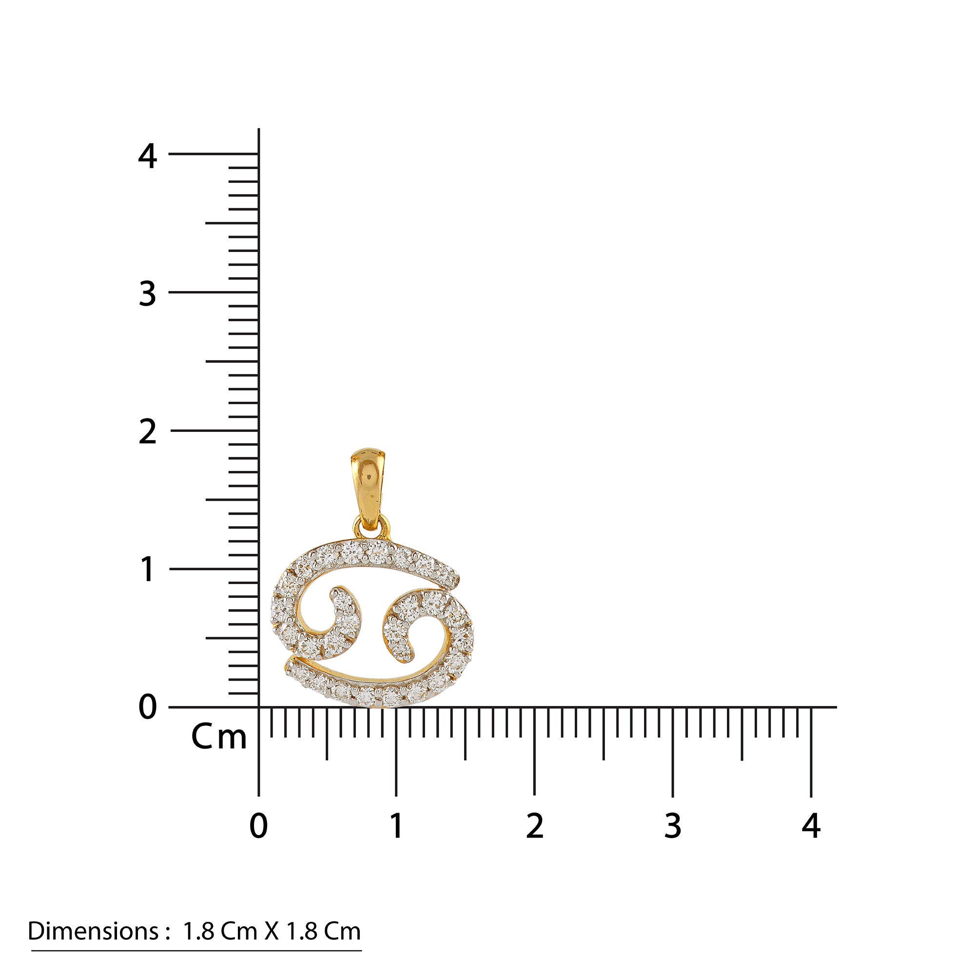 Gold Chain Cancer Zodiac Diamond Pendant - Krishna Jewellers Pearls and Gems