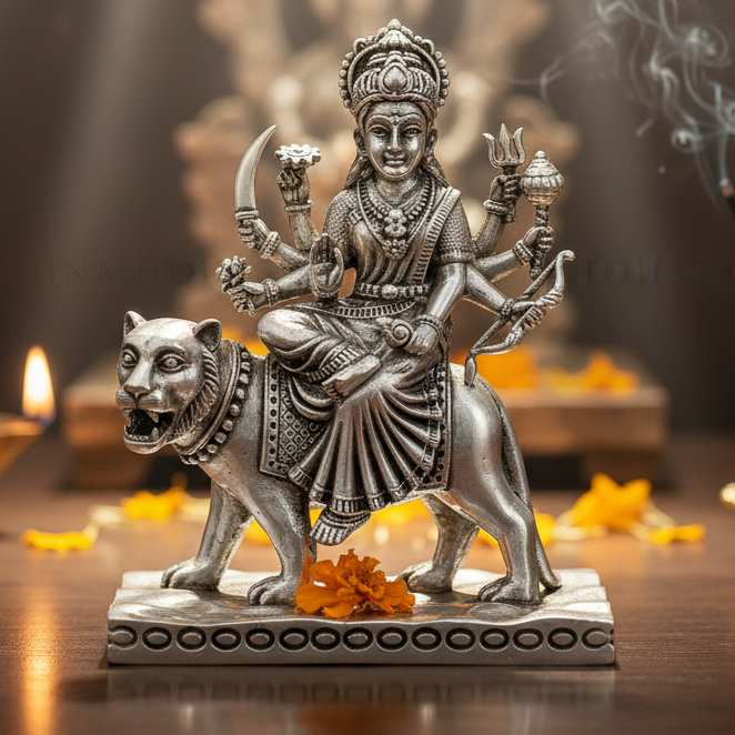 Goddess Durga in Silver