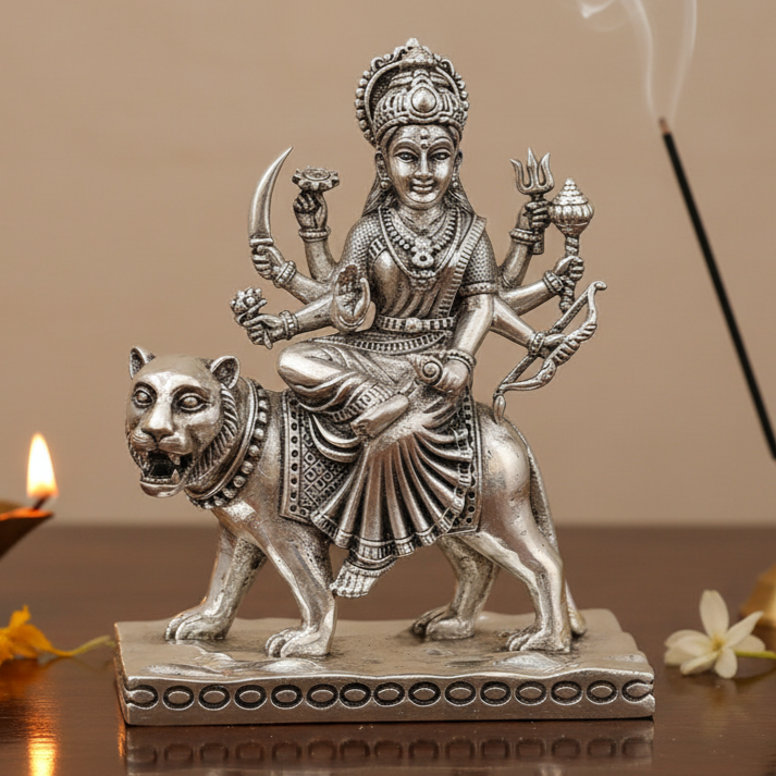 Goddess Durga in Silver