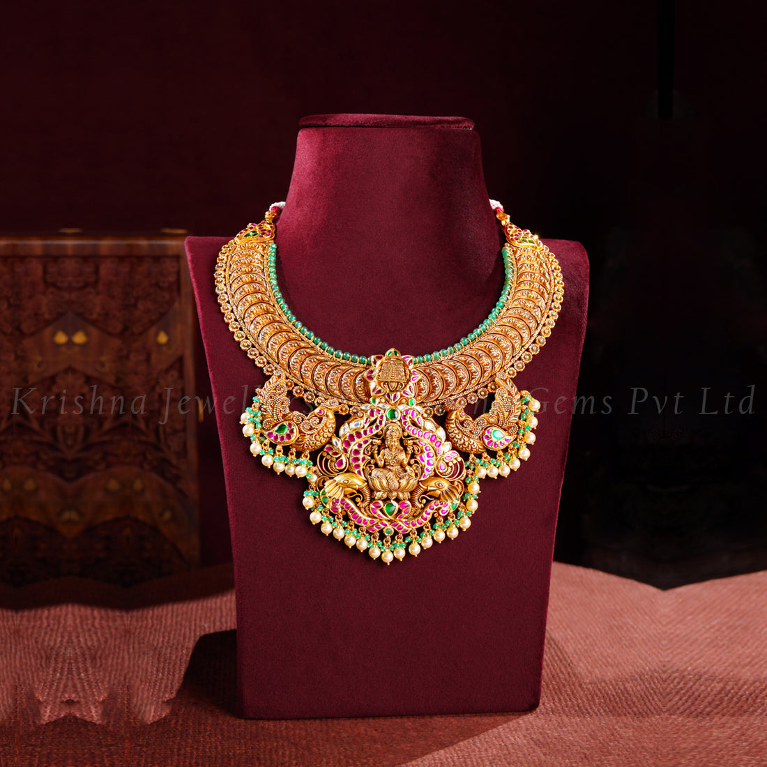Kasu Necklace With Lakshmi Pendant