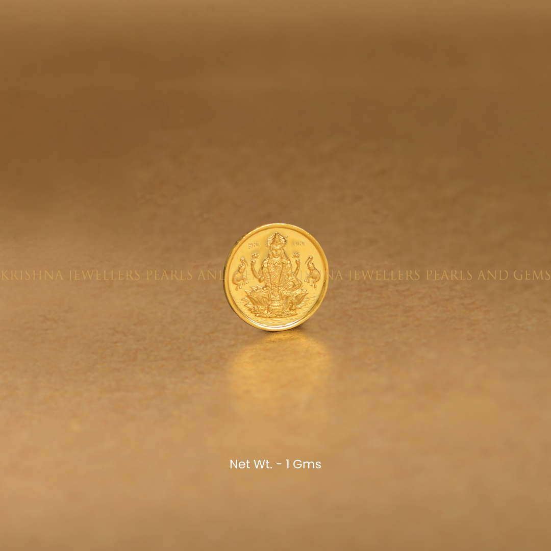 1 Gram 24K Gold Lakshmi Devi Coin Ideal for Puja & Gifting