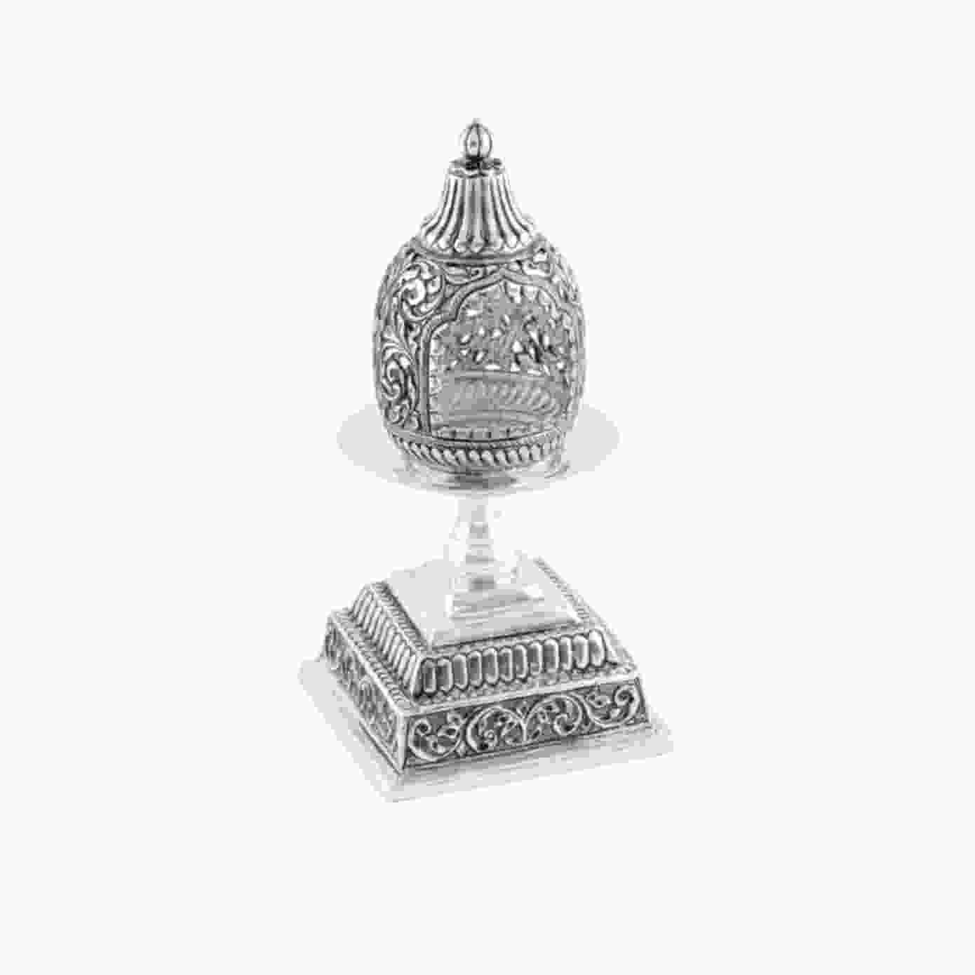 Coconut Motif Silver Diya - Krishna Jewellers Pearls and Gems