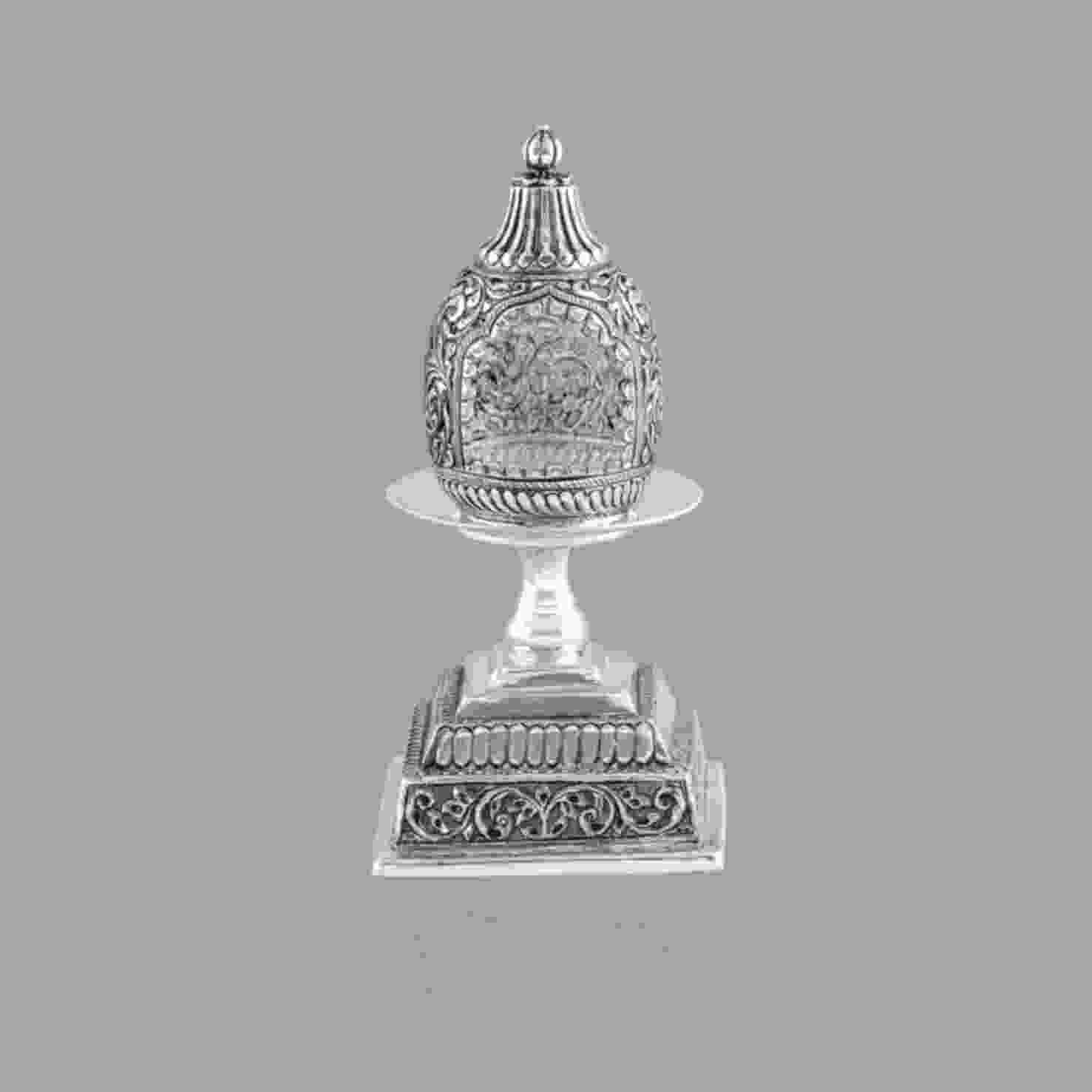 Coconut Motif Silver Diya - Krishna Jewellers Pearls and Gems