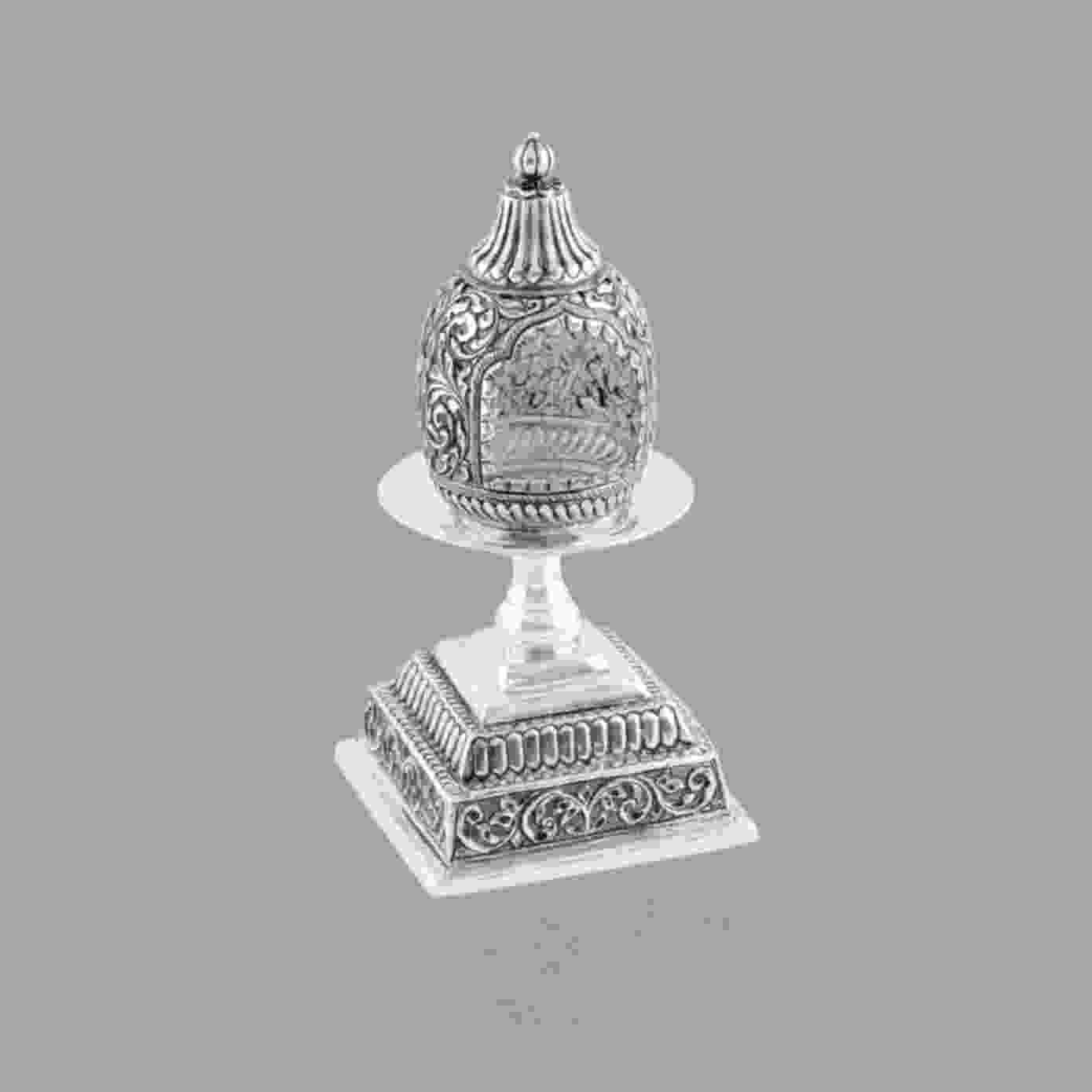 Coconut Motif Silver Diya - Krishna Jewellers Pearls and Gems