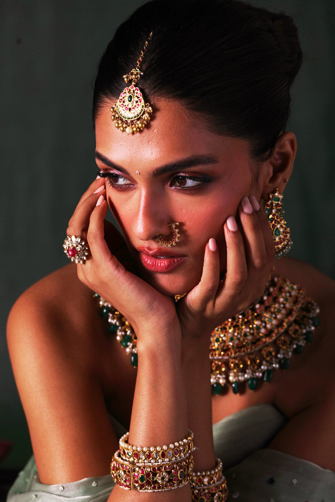 22K Gold Kundan Bangles with Pearl Accents