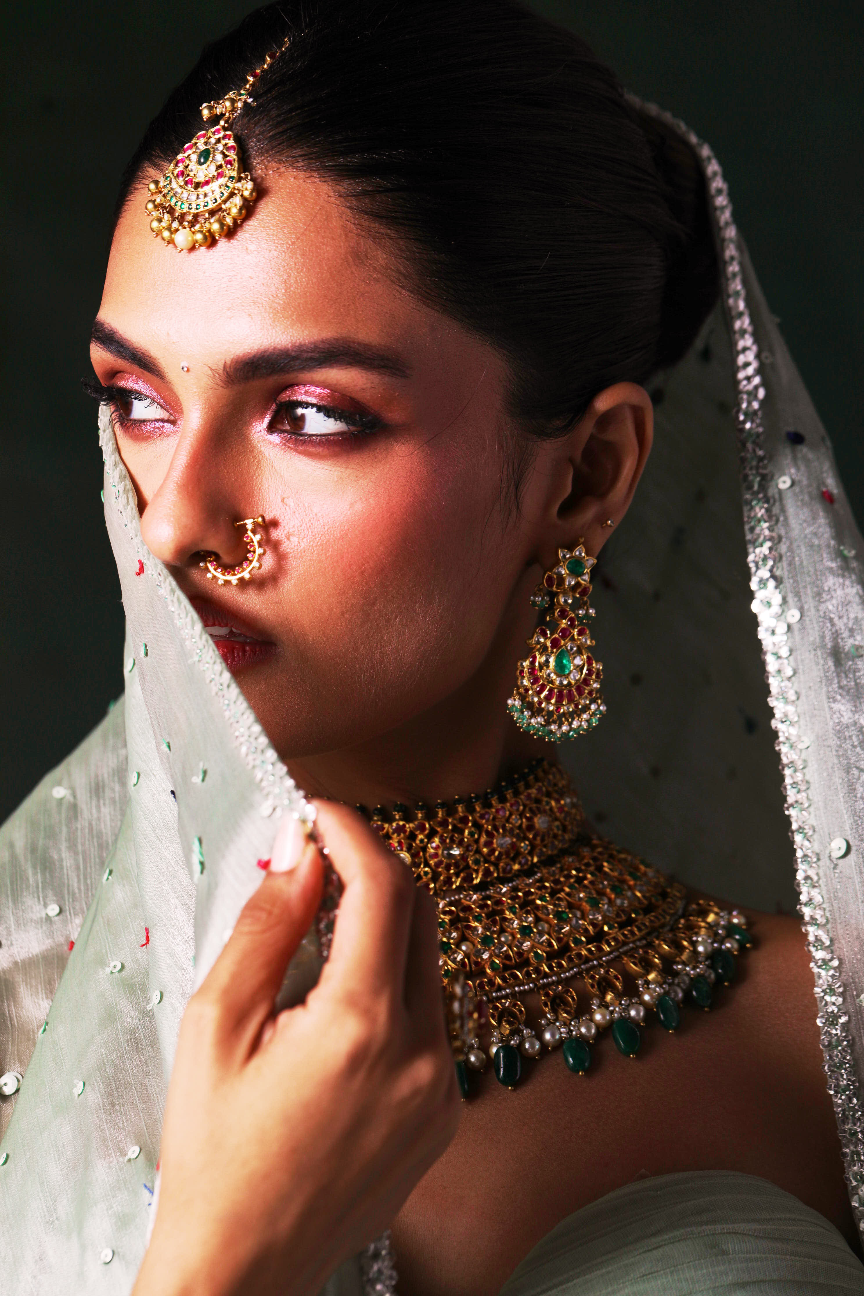 22K Gold Kundan Chandbali Earrings with Pearl Drops