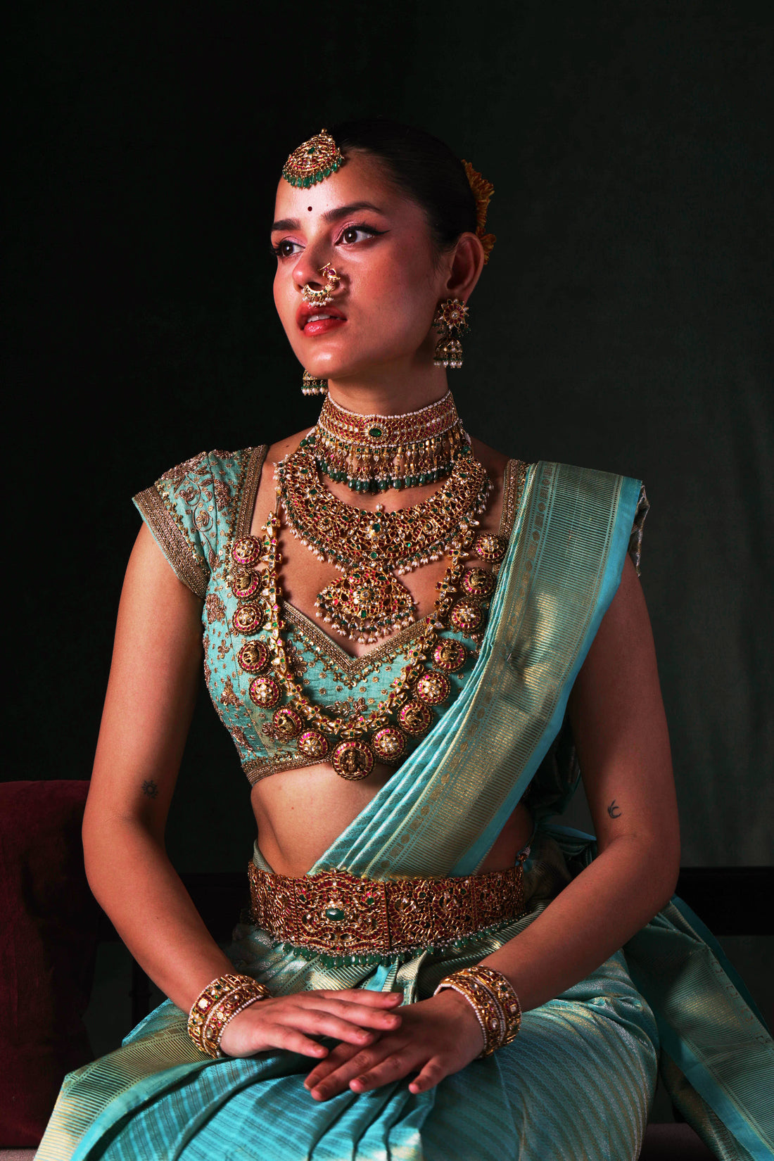 22K Gold Kundan Vaddanam – Bridal Waist Belt