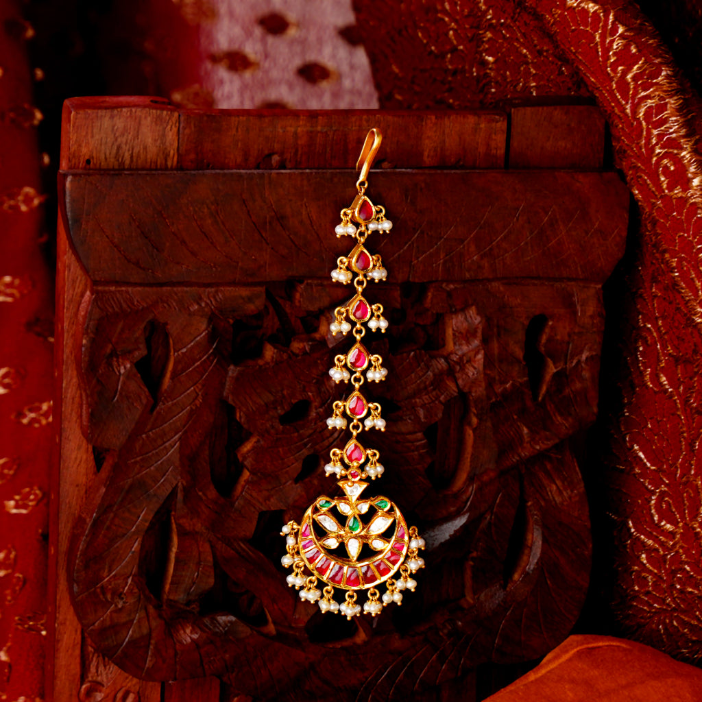 Kundan maang tikka designs at Krishna Jewellers