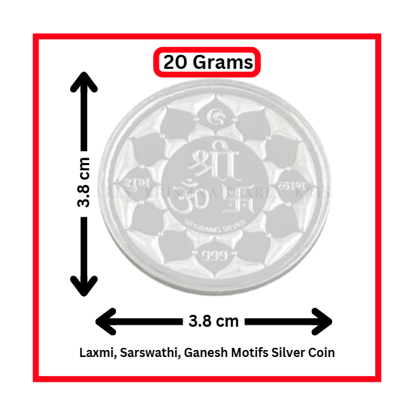 Laxmi, Sarswathi, Ganesh Motifs Silver Coin