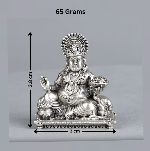 Antique-Finished Silver Kubera Idol - Krishna House Of Silver