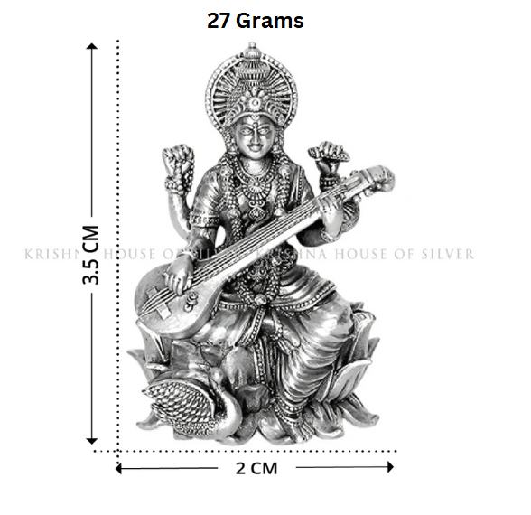 Goddess Saraswati Idol in Silver
