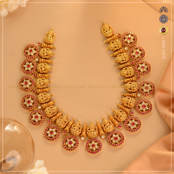 22K Gold Kundan Laxmi Devi Bottumala Necklace