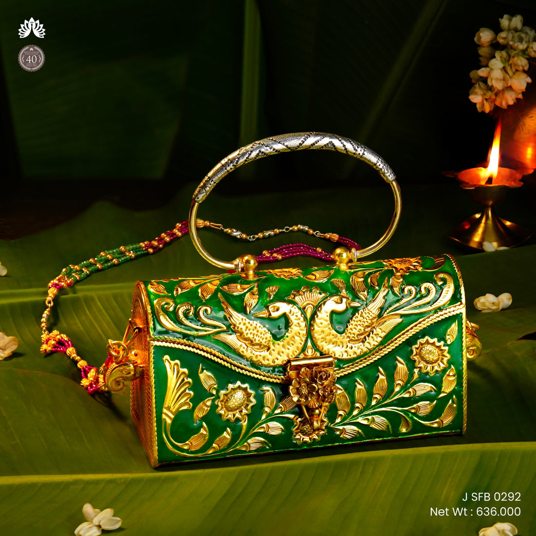 92.5 Silver Peacock-Themed Handcrafted Purse