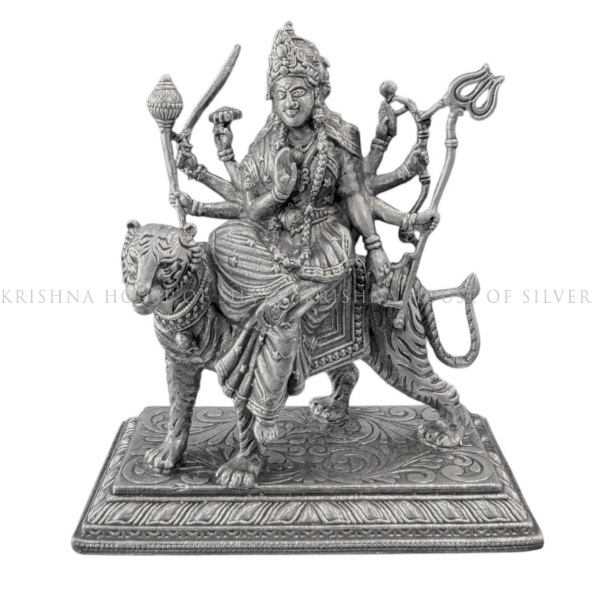 Pure Silver Maa Durga Idol - Krishna Jewellers Pearls and Gems