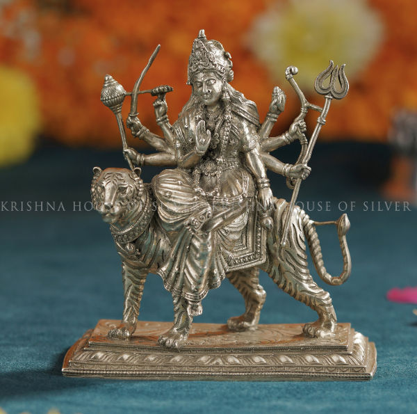 Pure Silver Maa Durga Idol - Krishna House Of Silver