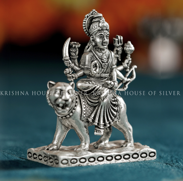 Goddess Durga in Silver - Krishna House Of Silver