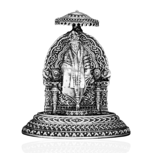 Divine Sai Baba Idol in 92.5 Silver with Umbrella