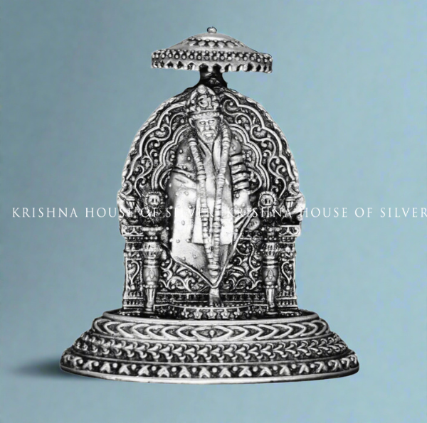 Divine Sai Baba Idol in 92.5 Silver with Umbrella
