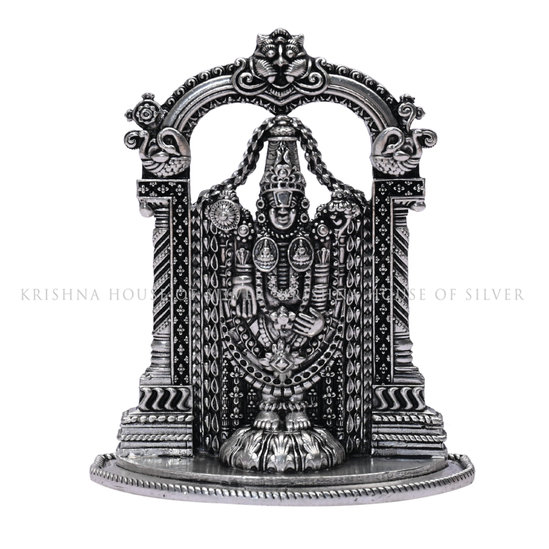 Lord Balaji Idol Crafted in 92.5 Pure Silver - Krishna Jewellers Pearls and Gems