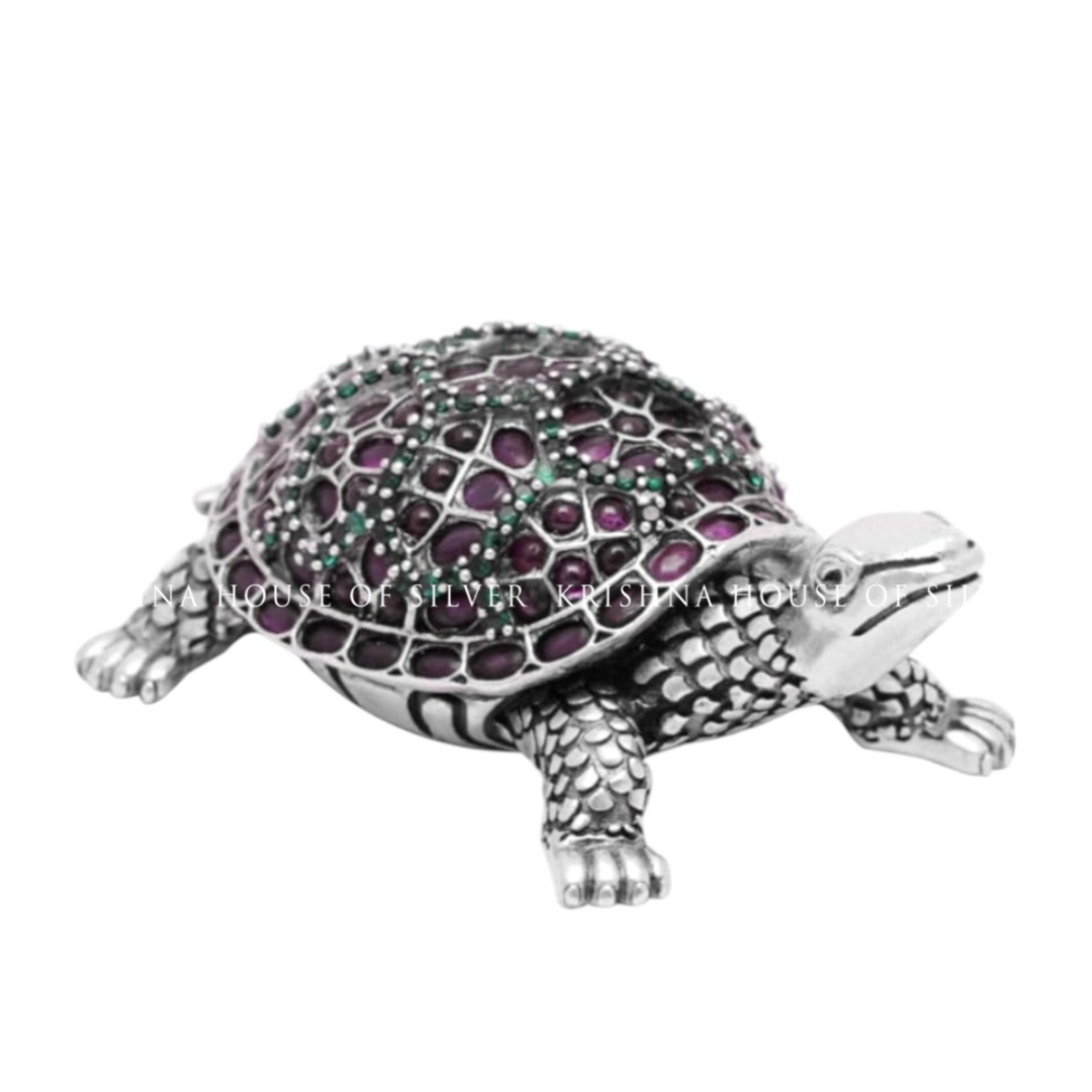 Stone-Embedded 92.5 Silver Tortoise