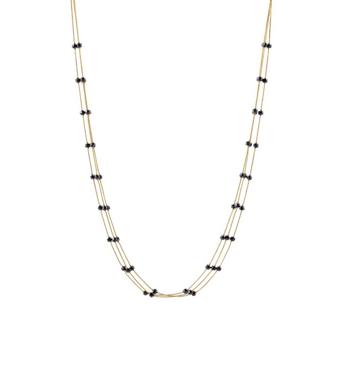 Black Beads long Chain Gold