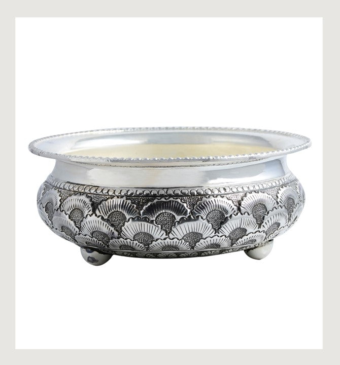 Silver Bowl in Abstract Patterns