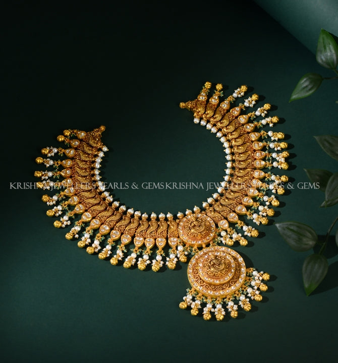 22K Gold Lakshmi Devi Short Necklace