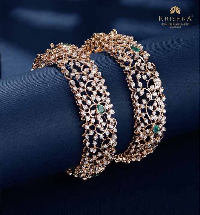 Diamond Bangles in Floral Pattern