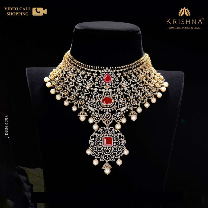 Floral Diamond Choker With Pendant