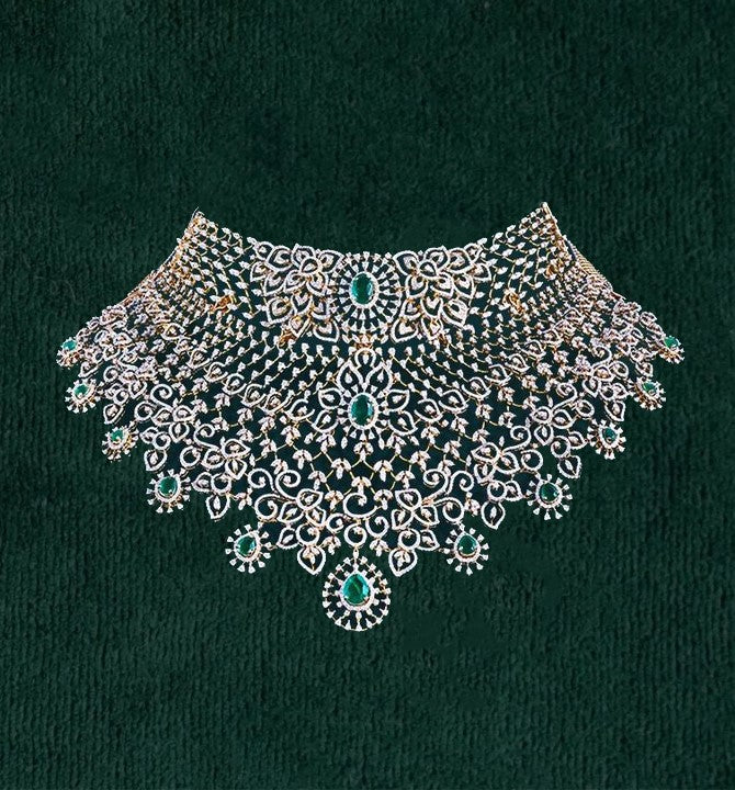 Diamond Emerald Choker Design Necklace