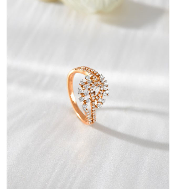 Queenly Diamond Ring in Rose Gold