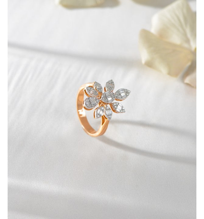 Diamond Engagement Ring in Flower Motif