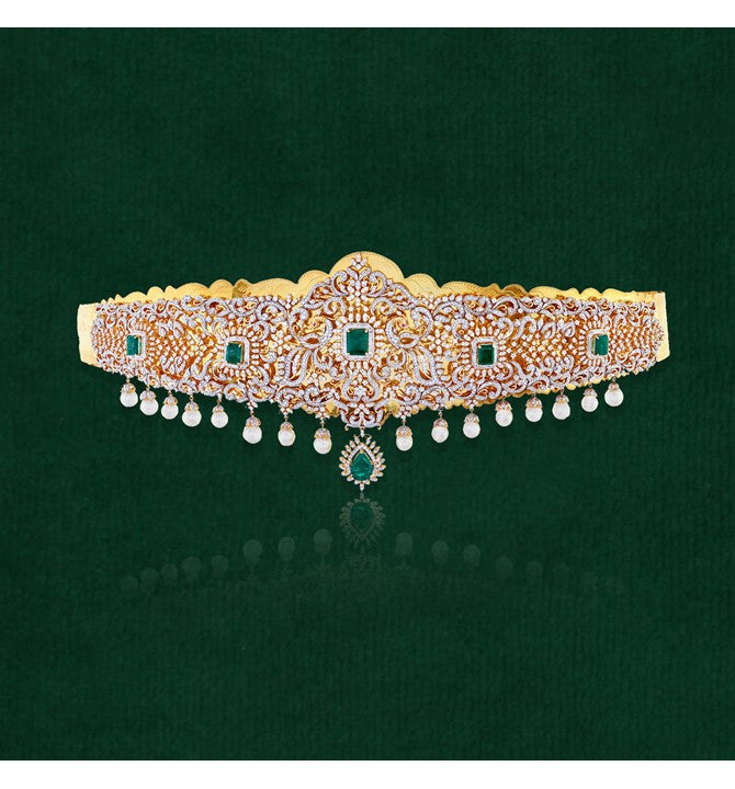 Diamond Vaddanam In Peacock Design