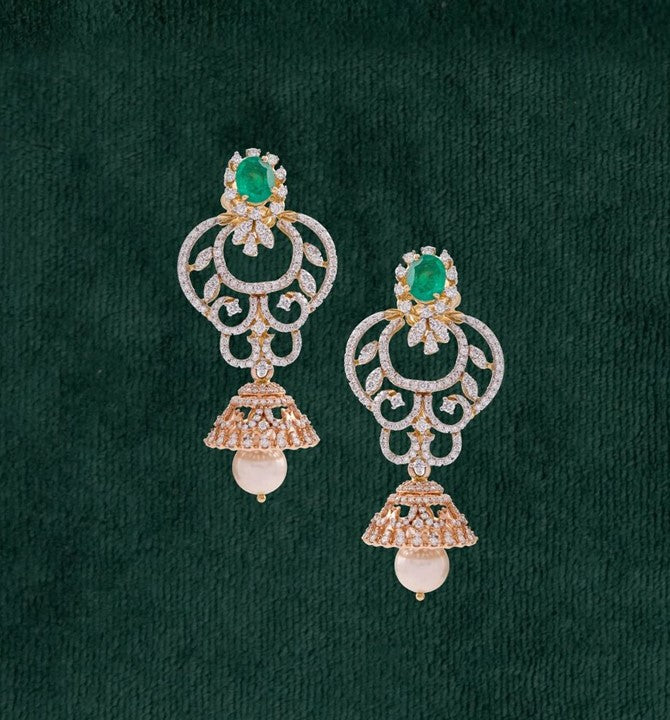 Diamond Dazzling Earrings With South Sea Pearls