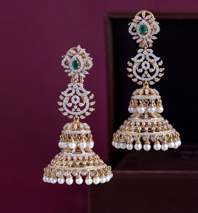 Diamond Jhumka Earrings