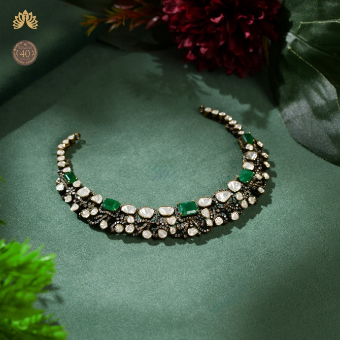 Adorning Elegance The Victorian Polki Emerald Choker